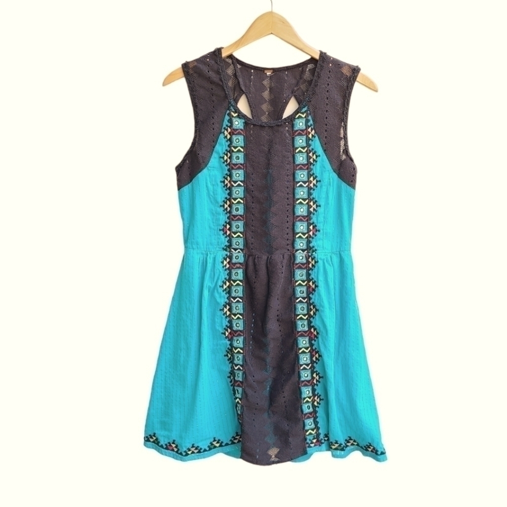 Free People Dress with Sheer Center Section, Boho Festival Southwest, Size Small